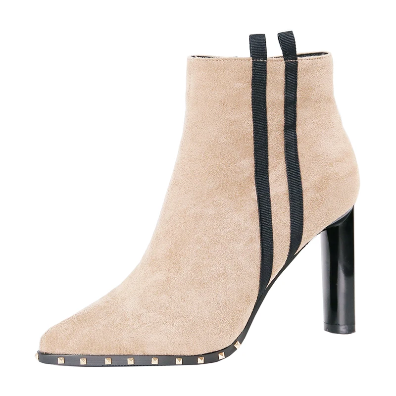 Neto E Universidad Señaló Otoño black Invierno 2019 Nuevo Khaki La Rayas Con De Grueso Martin Rojo Botas Zapatos Tacones HEO8n6xq