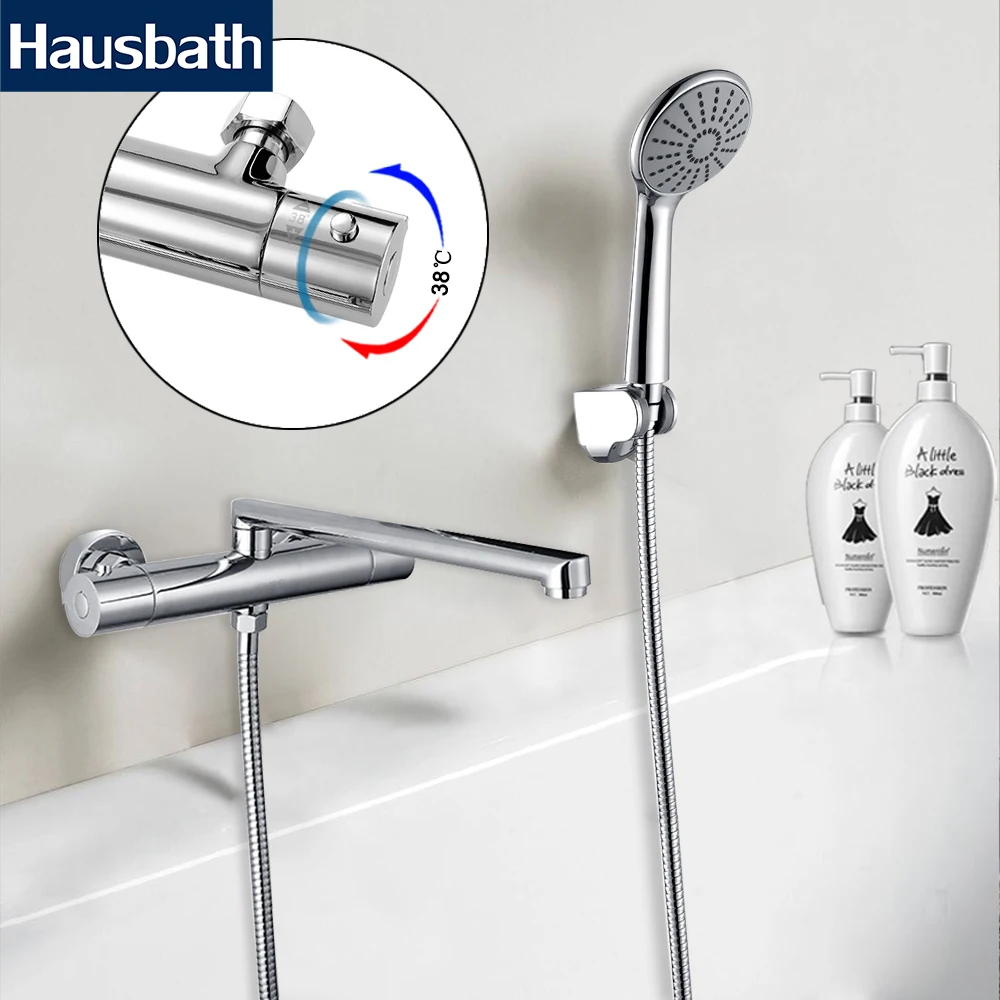 

Bathroom Thermostatic Shower Faucet Temperature Control Mixer Tap With 2 Function Shower Head Chrome Finishing Ceramic