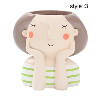 

Resin Flower Pot Girl Image Succulent Plant Container for Garden Home Decoration XHC88