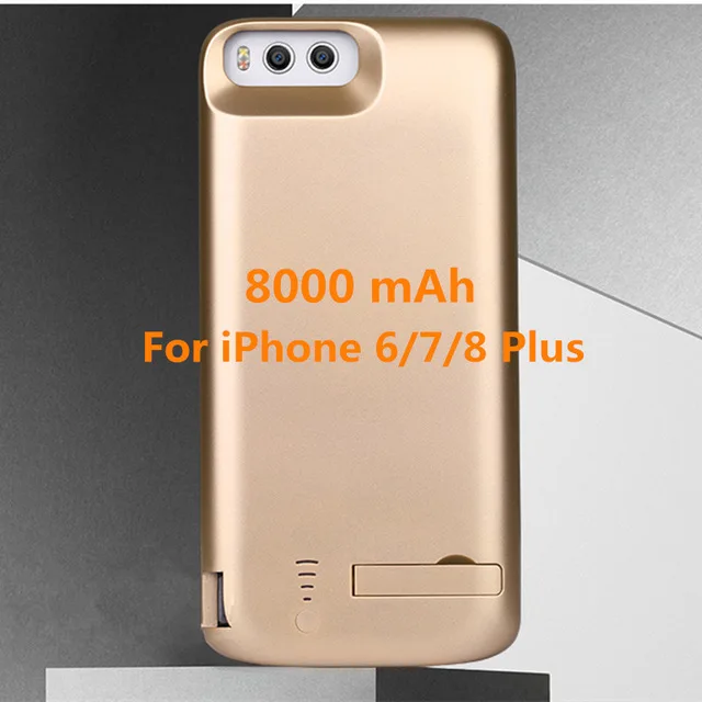 Для iPhone X/iPhone Xs Портативный Батарея Зарядное устройство чехол для iPhone 6 Plus/6s/iPhone 7 Plus/8 резервного копирования Мощность Bank пакет для iPhone 6s/7/8 Plus Батарея чехол - Цвет: Gold For 6 7 8 Plus
