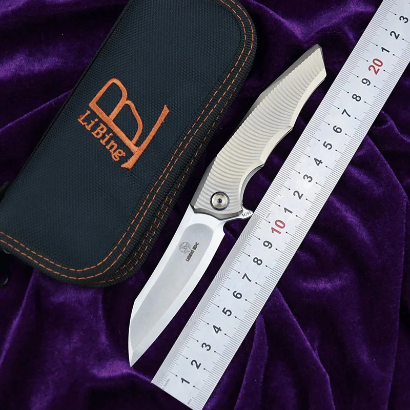 

LIBING original Flipper Bearing Folding knife Titanium handle M390 blade Tactical camping survival Knives EDC tools