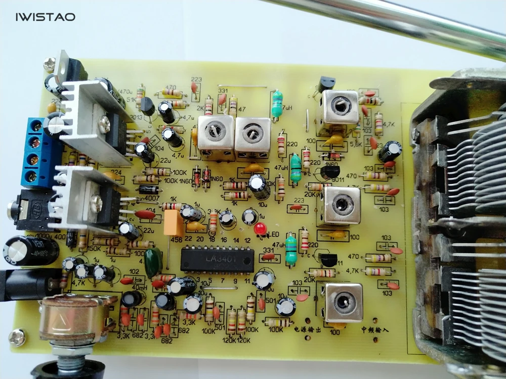 IWISTAO дискретные компоненты Стерео FM плата радиоприемника LA3401 декодирование TDA2030A усилитель