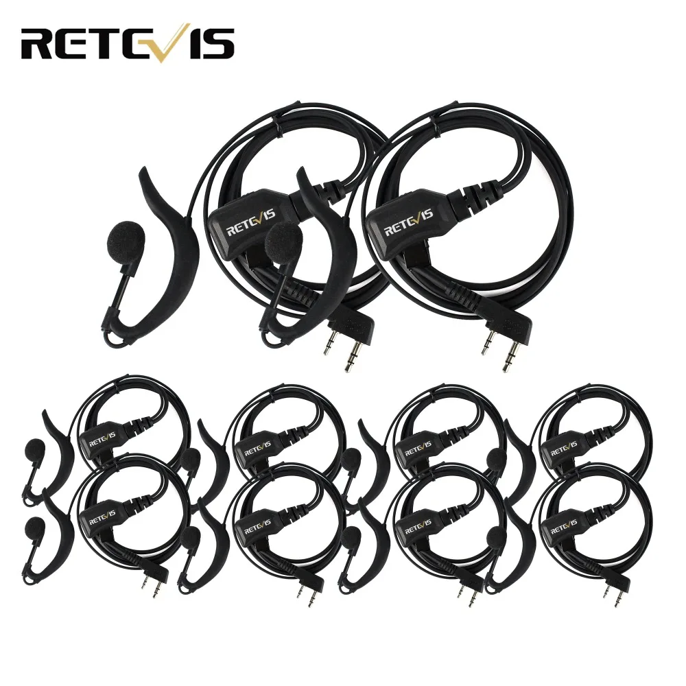 10pcs G Type PTT Walkie Talkie Retevis R-111 Headset Volume PU Wire Tensile For Kenwood Retevis For Baofeng For TYT Radio C9037