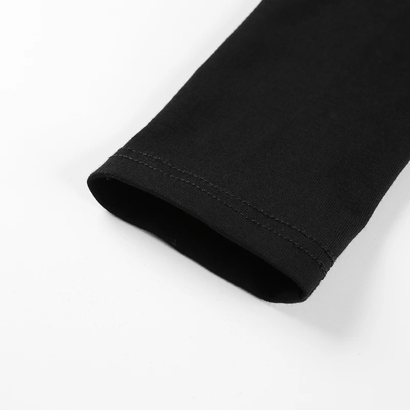 Weekeep женская черная футболка с длинным рукавом, трикотажная укороченная футболка с вырезом-лодочкой, облегающая уличная футболка с железной цепочкой, женская укороченная футболка