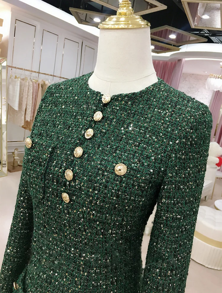 KENVY Брендовое модное женское роскошное элегантное осенне-весеннее зеленое приталенное платье