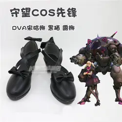 Горячая игра OW D. VA черный Кошка Луна обувь для косплея на заказ черный лук обувь высоком каблуке A