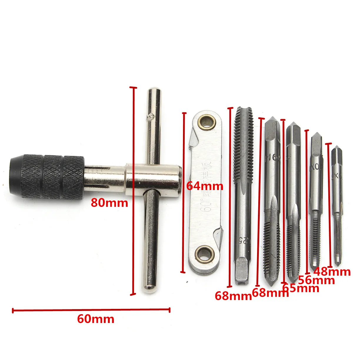 7 шт. M3-M8 HSS набор метчиков и плашек ручной винтовой резьбой Метрическая вилка кран дрель+ Т-ручка трещотка