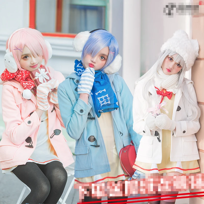 Re: Life in a different world from zero Lam Rem Emilia winter set coat dress shawl Earmuffs cosplay costume full | Тематическая