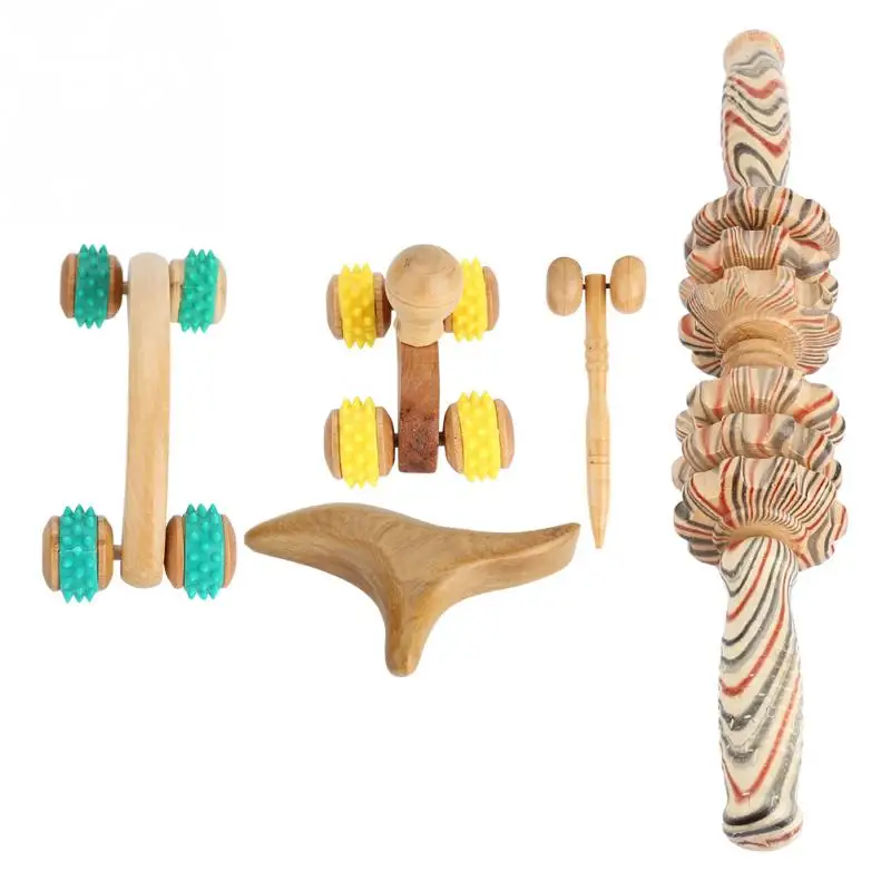 

Wooden Roller Massager Reflexology Face Abdomen Hand Foot Body Stress Relief Relax Lymphatic Drainage Full Body Scraping Device