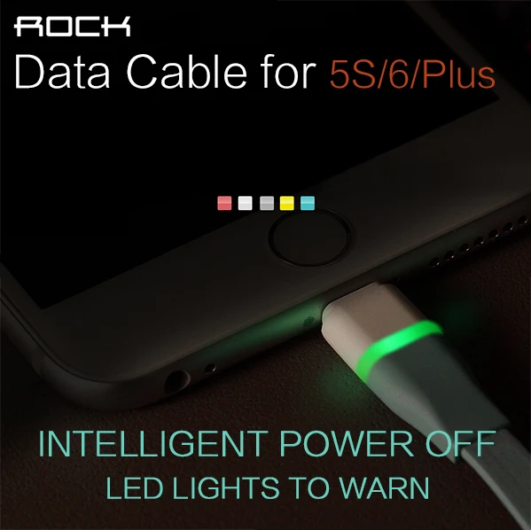 100%Original ROCK LED Light Connector Charging Data Cable For iPhone 5s 6 Plus Sync Data Adapter