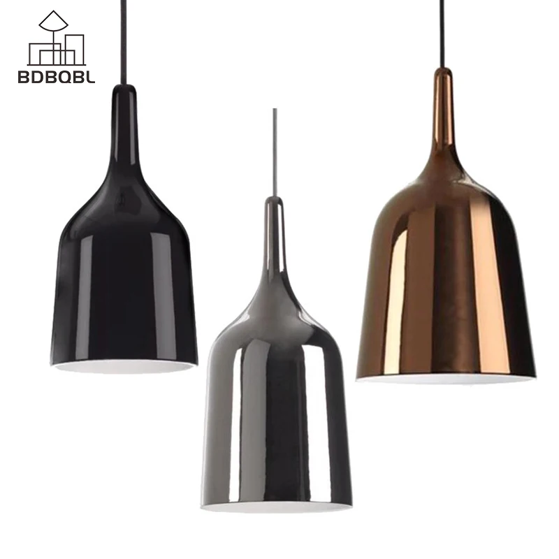 

BDBQBL Modern Copper Bell Pendant Lights E27 90V-260V Bedroom Hanging Lamp Iron Originality Simple Study Parlor Pendant Lamp