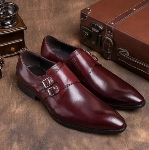 Doppel Oxford Leder Amerika toe As Schnalle 2 Für Mode Echtem Aus 1 Europa Handgemachte Party Pic Schuhe Männer Hochzeit Spitz as gz1q4w0