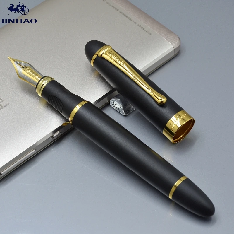 JINHAO X450 класса люкс 0,5 или 1,0 мм наконечник Металл Китайская каллиграфия перьевая ручка, канцелярские принадлежности для офиса, школьные принадлежности, бренд ручек молочного цвета