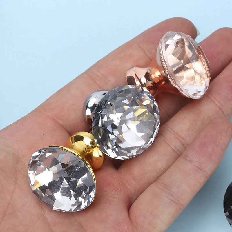 Diamond Crystal Glass Knobs Cupboard Pulls Drawer Knobs (8)