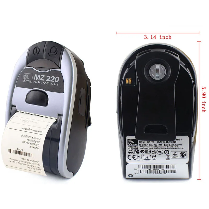 Чековый принтер комплект для Zebra MZ220 беспроводной Bluetooth мобильный термопринтер для 50 мм билета портативный принтер 203 точек/дюйм
