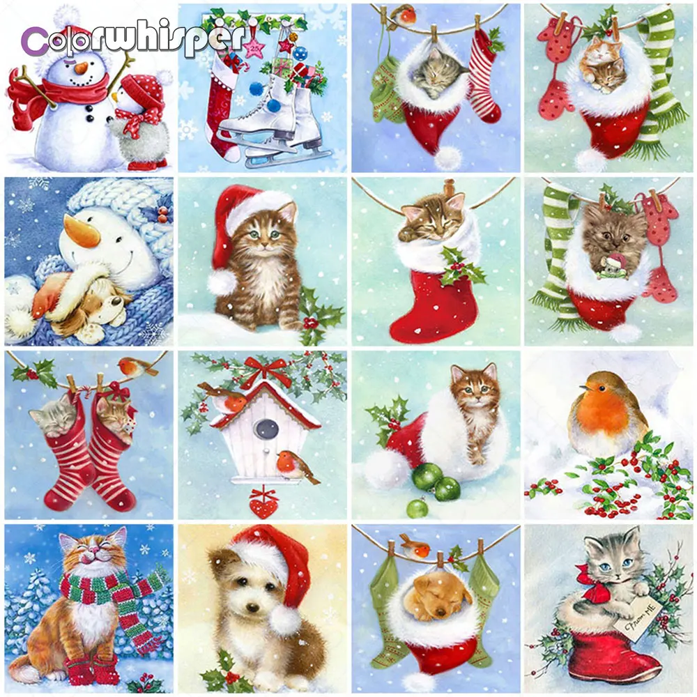 

Daimond Painting 5D Full Square/ Round Christmas Cartoon Cat Dog Diamond Rhinestone Embroidery Crystal Mosaic Cross Stitch D024