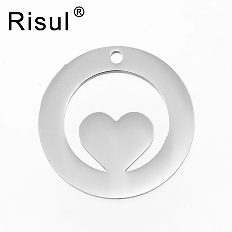 

Risul Heart in annulus charms lovers personalized print pendant both sides mirror polished Stainless steel high quality 50pcs