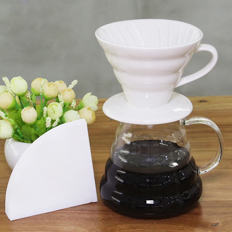 Günstige Wiederverwendbare Gießen Über Kaffee Tropf Maker Motor Keramik Cafe V60 Filter Trichter Tasse Permanent Korb Sieb Werkzeug Für 1  4 tassen