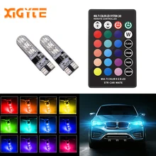 Автомобильный RGB светодиодный 12 В T10 светодиодный RGB 5050 SMD сигнальный светильник для чтения декоративный светильник s для автомобиля пульт дистанционного управления