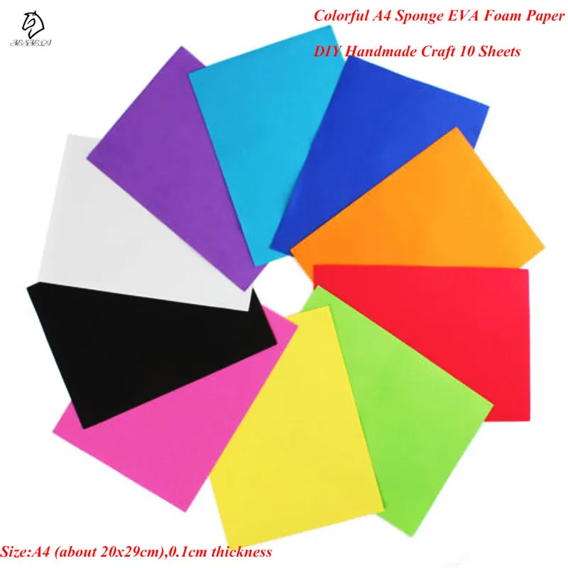 

10pcs/lot Drop Shipping 10 color A4 Thick Multicolor Sponge Foam Paper Fold scrapbooking Paper Craft DIY 21*29.7*0.1cm