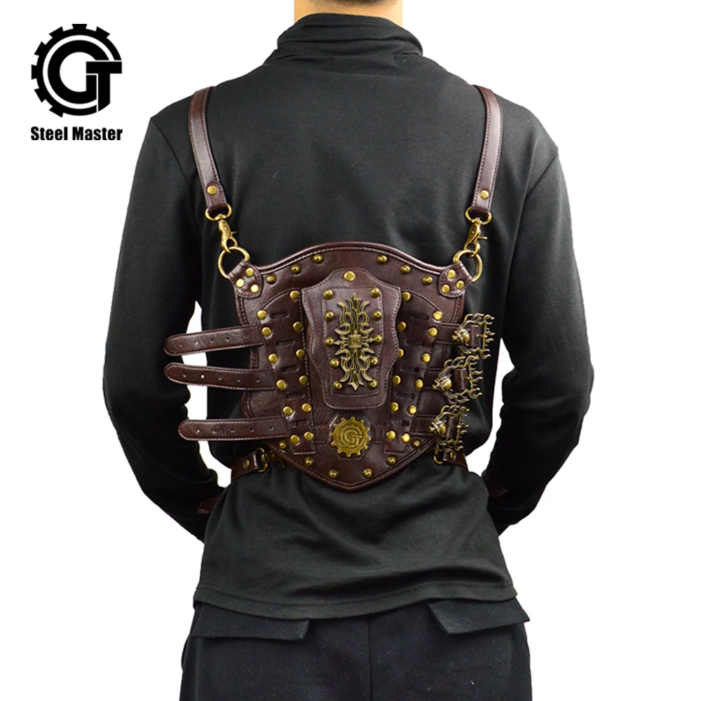 2018 Steampunk Retro Backpack Gear Rivet Detachable Travel Small Backpack Arm Bag Dual-use Portable Bags