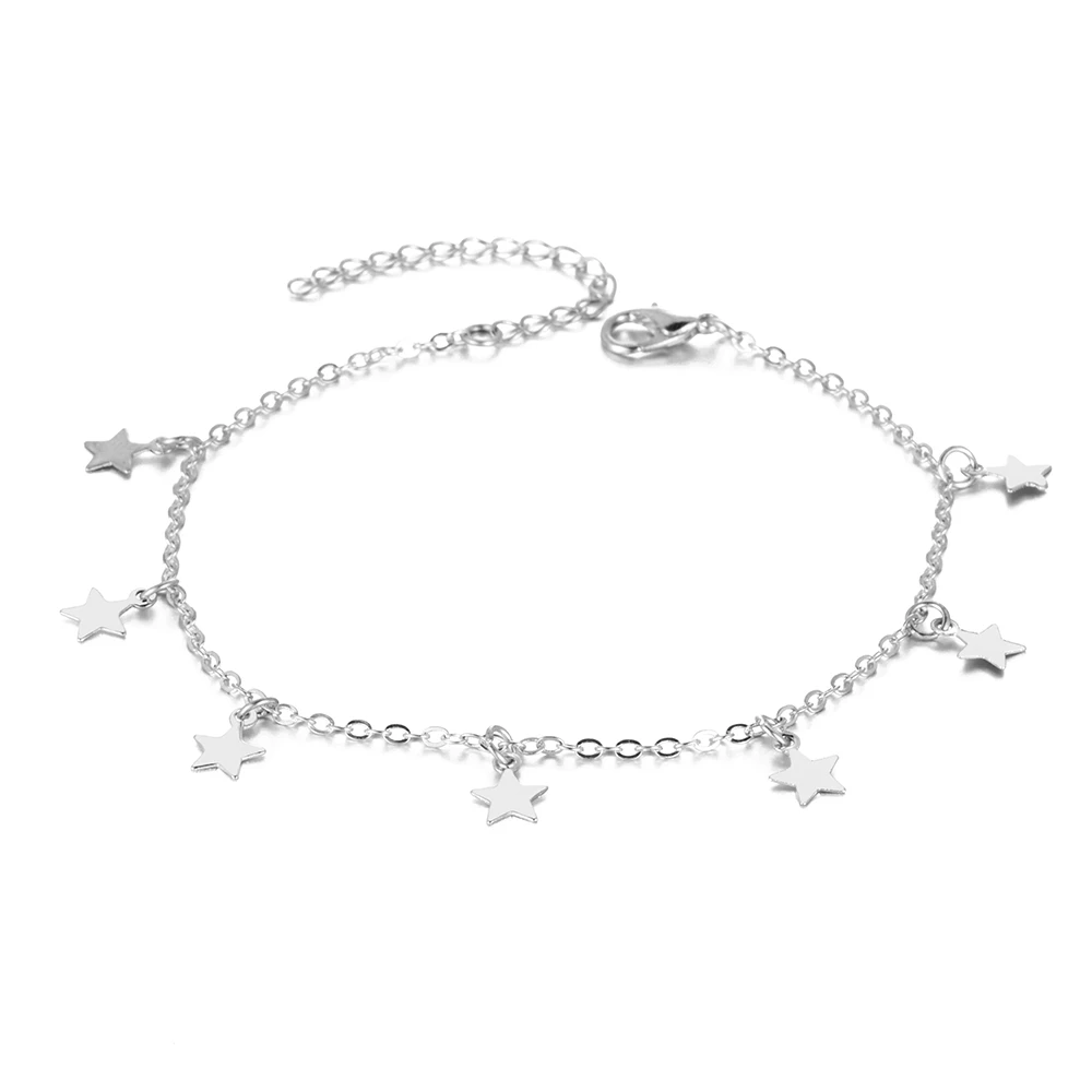 Star Pendant Anklet Female Anklets Barefoot Sandals Foot Chain silver anklet bracelet ankle chains cubic zirconia anklet beads anklet toe foot bracelet fashion accessories For Women Beach Jewelry