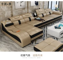 Living Room Sofa set corner sofa massage real genuine cow leather sectional sofas minimalist muebles de sala moveis para casa