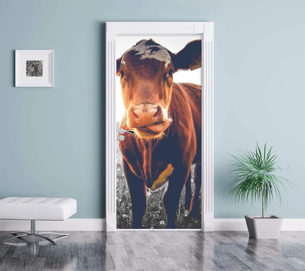 cow print door stickers