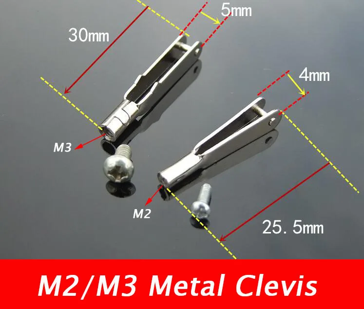 

Free Shipping 20pcs M2/M3 Metal Clevis Chuck 2/3mm Pull Rod Connector Spare Parts For DIY Models