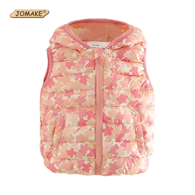 JOMAKE Girls Vest New Brand Girl Winter Clothes Petal Printing Hooded
