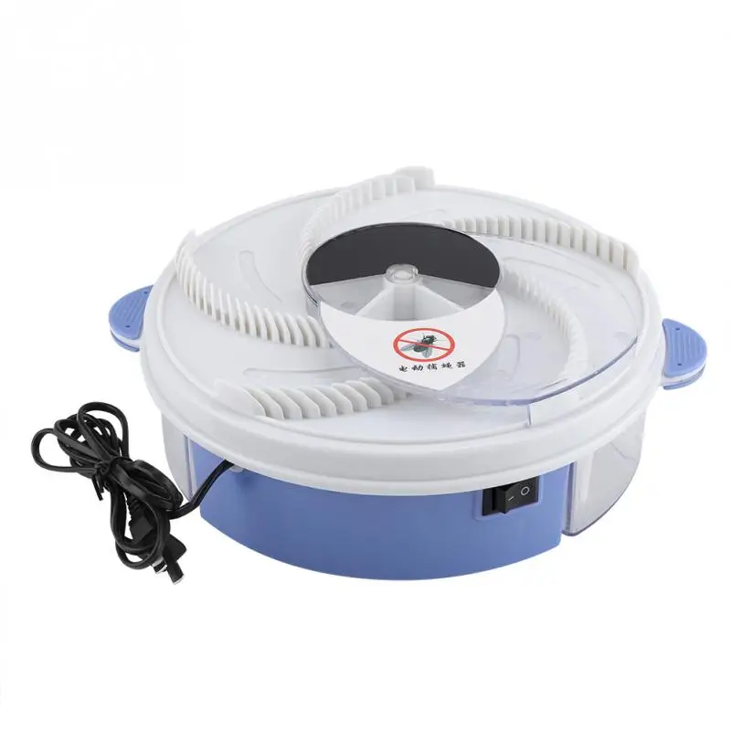 Electric Effective Fly Trap Device With Trapping Food Rotating Plate