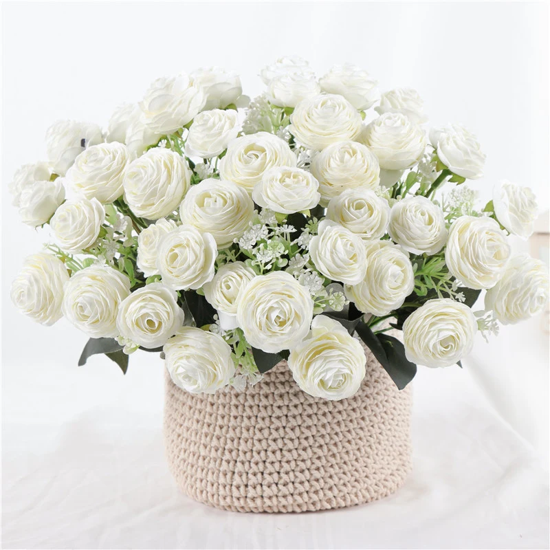 

5 Forks 10Heads Artificial Rose Flower Silk Real Touch Fake Flowers Home Garden Decoration Valentines Day Gift for Wedding Party