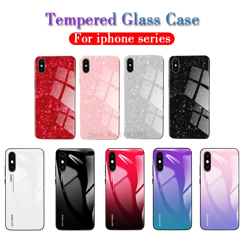 

Tempered Glass Case For iPhone 7 8 6 Plus X XS Max XR Lovely Hard Back Cover Soft Silicone Bumper Cases for iphonex 8plus Shell