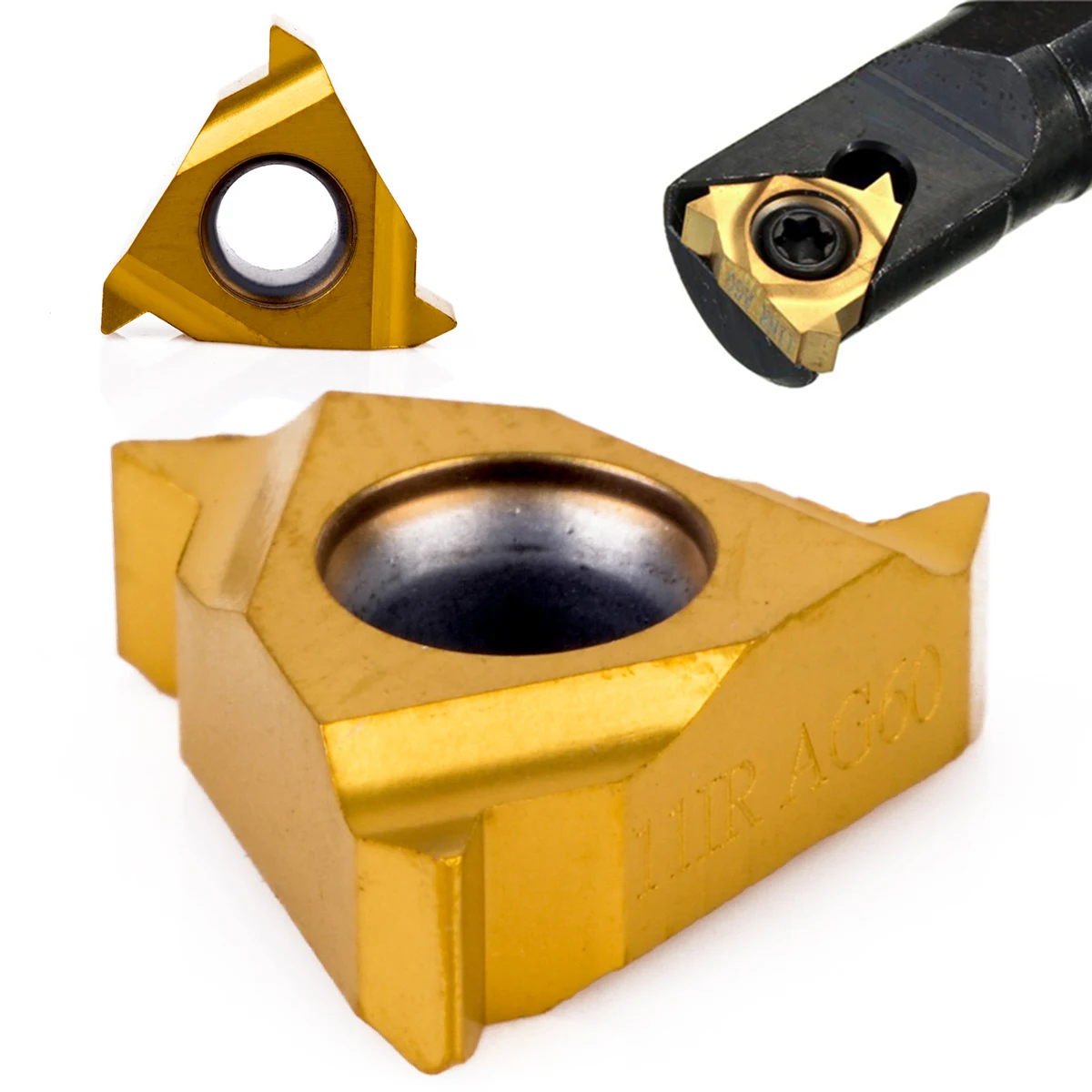 

1pc 11IR AG60 Gold Carbide Insert Cemented Cutter For Lathe Threading Turing Tool Boring Bar