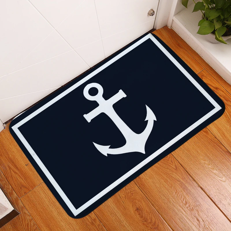 Dark Blue Bath Mat Fashion Bath Mats Rugs White Anchor Non Slip