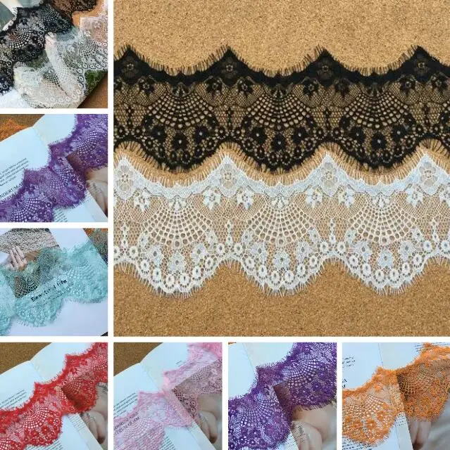 

3 Meters 10cm 7 colors option Flower Eyelash Embroidered Lace Fabric Trim Ribbons DIY Sewing Handmade Materials
