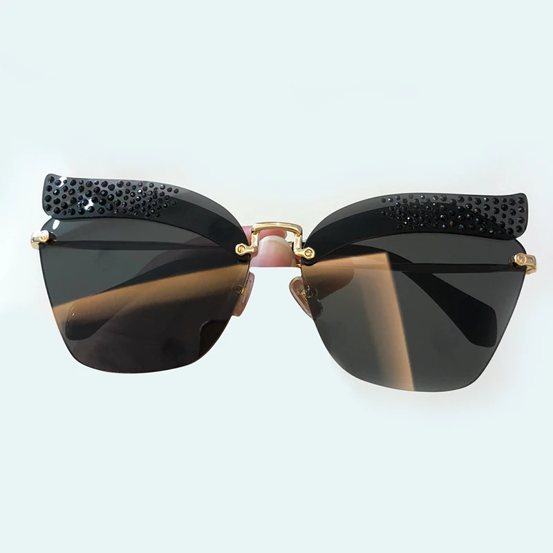 Высококачественные женские солнцезащитные очки кошачий глаз, модные роскошные брендовые дизайнерские женские солнцезащитные очки без оправы Oculos De Sol Feminino - Цвет линз: No 4