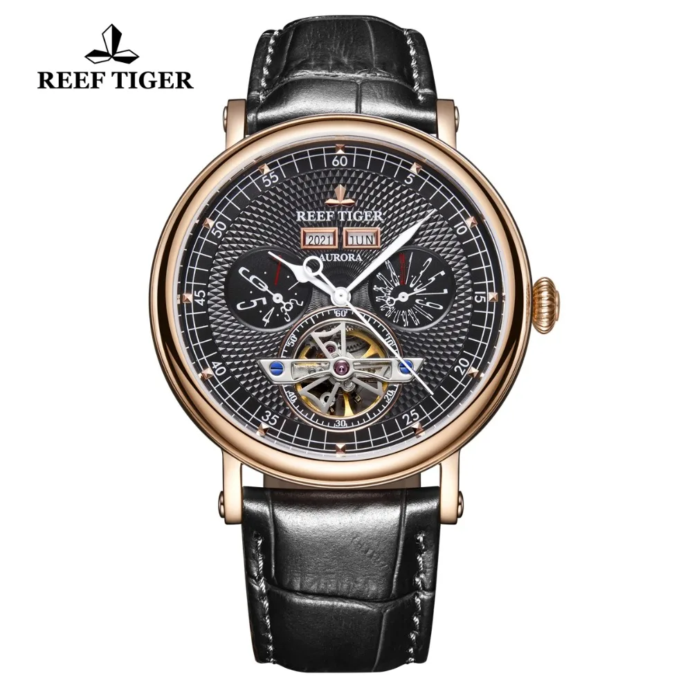 

Reef Tiger/RT Luxury Brand Mens Casual Watches Perpetual Calendar Tourbillon Mechanical Waterproof Heren Horloge Watch RGA1903