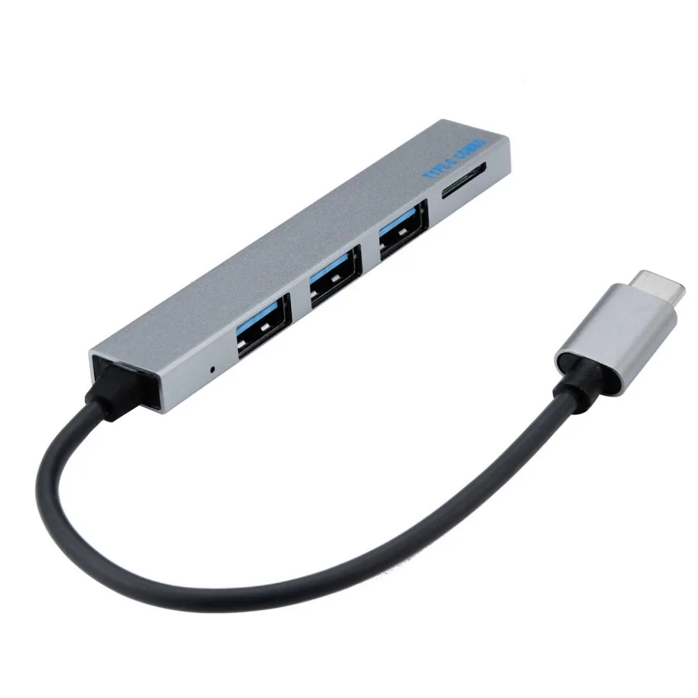 Мини тип-c до 3 портов USB концентратор ноутбук OTG адаптер аксессуары с TF кардридер 16 см/6,29 ''USB2.0 концентратор из алюминиевого магниевого сплава