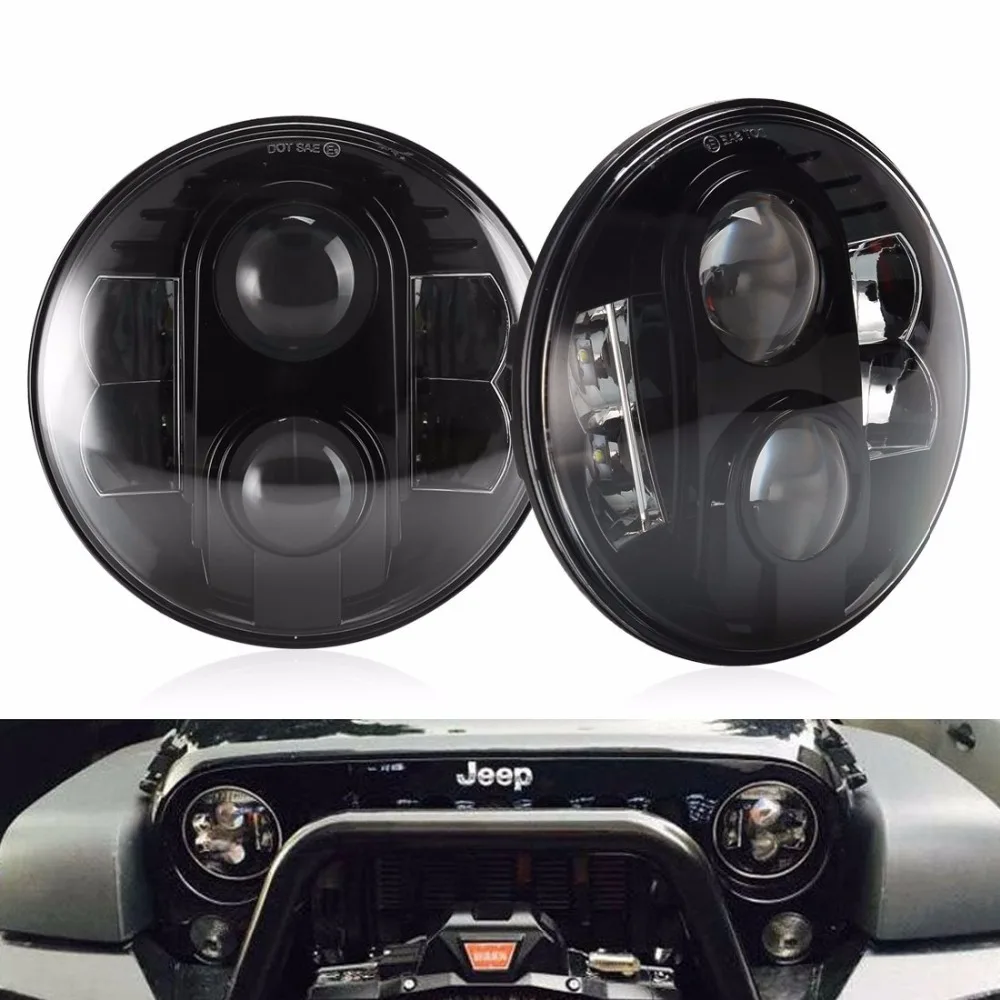 

DOT 7 Inch Round 80W Headlight Kit Hi/Low Beam DRL Projection Led Headlamps For Jeep Wrangler Jk TJ Hummer (Pair DOT SAE E9)
