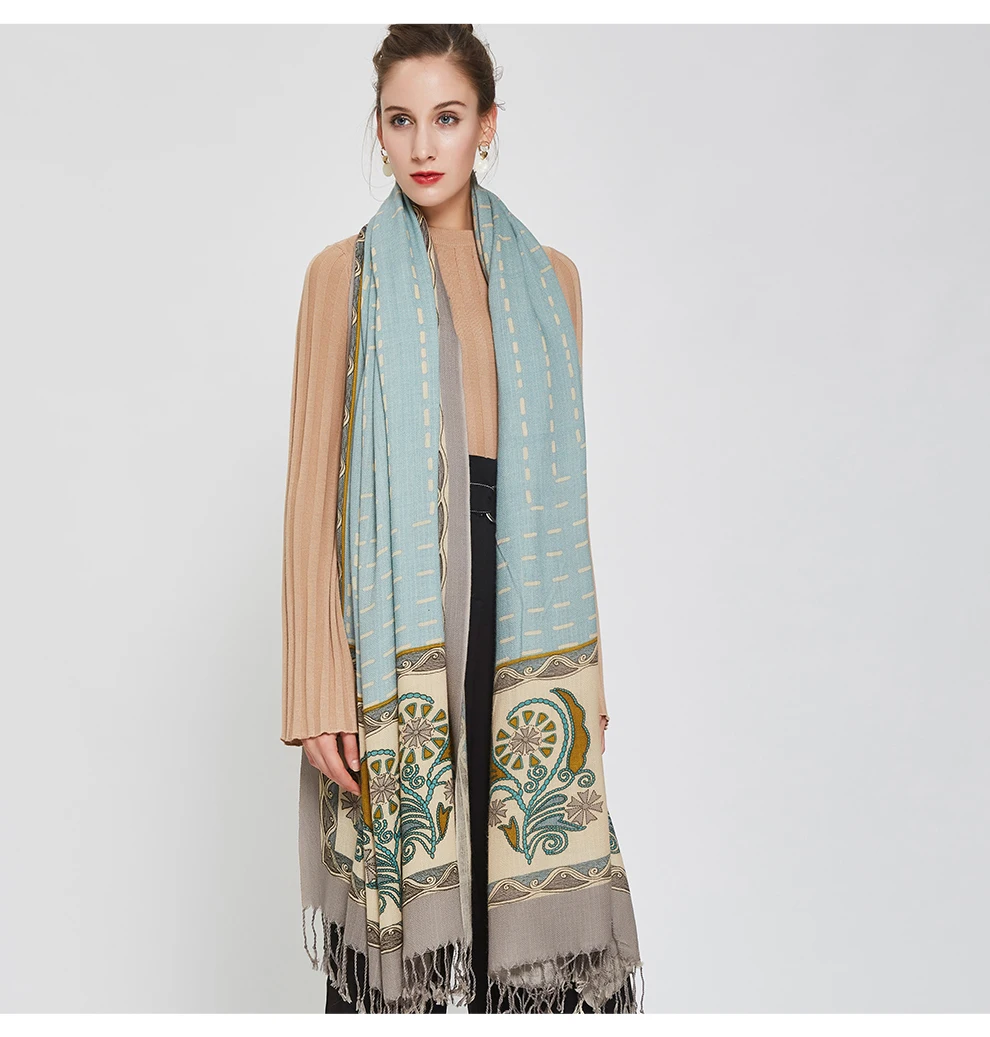 Роскошный брендовый кашемировый шарф из пашмины, теплый зимний шарф, женские шарфы с кисточками, длинное одеяло