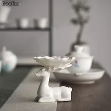 NOOLIM фарфоровый чайный фильтр с оленем, креативный керамический Чайный фильтр, аксессуары для церемонии, белый фарфоровый чайный фильтр, Рождественский подарок