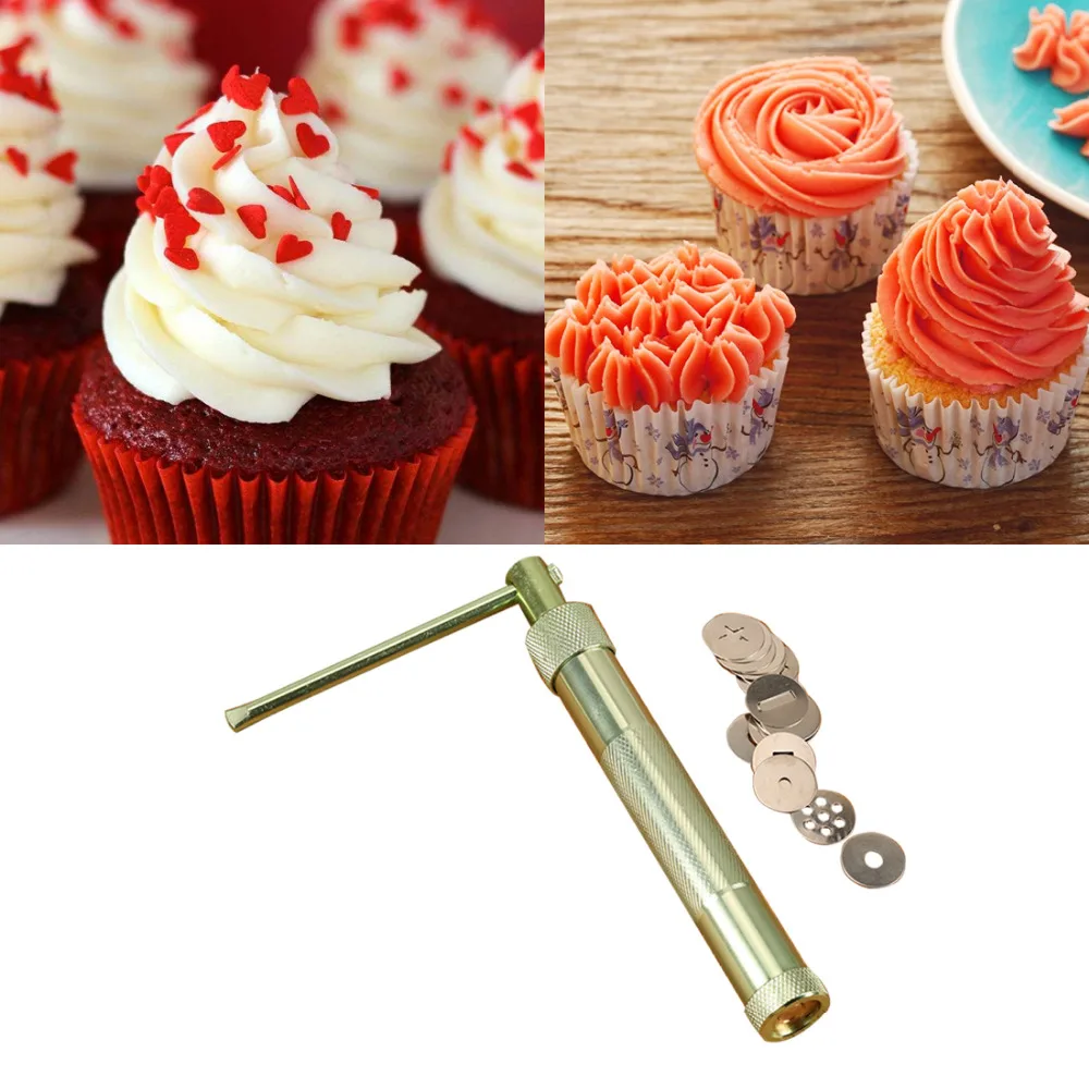 

Practical Stainless Steel Sugar Paste Extruder Craft Gun Tips Fondant Cake Sculpture Polymer Clay Tools Random Color