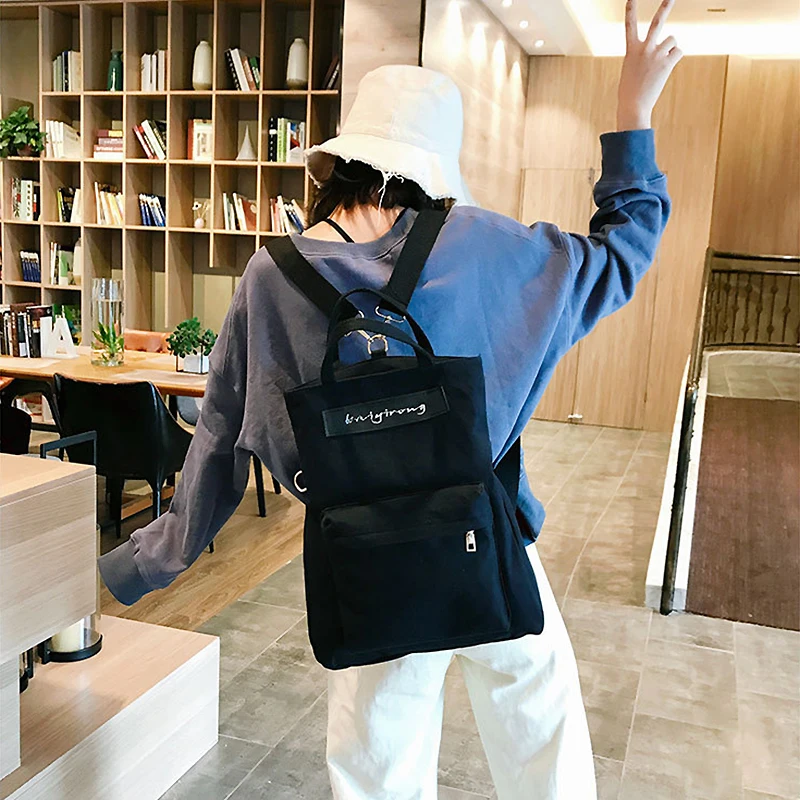 Youda Multi Purpose Canvas Bag College Style Shoulder Messenger Bags Simple Color Matching Large Capacity Handbag Portable Tote