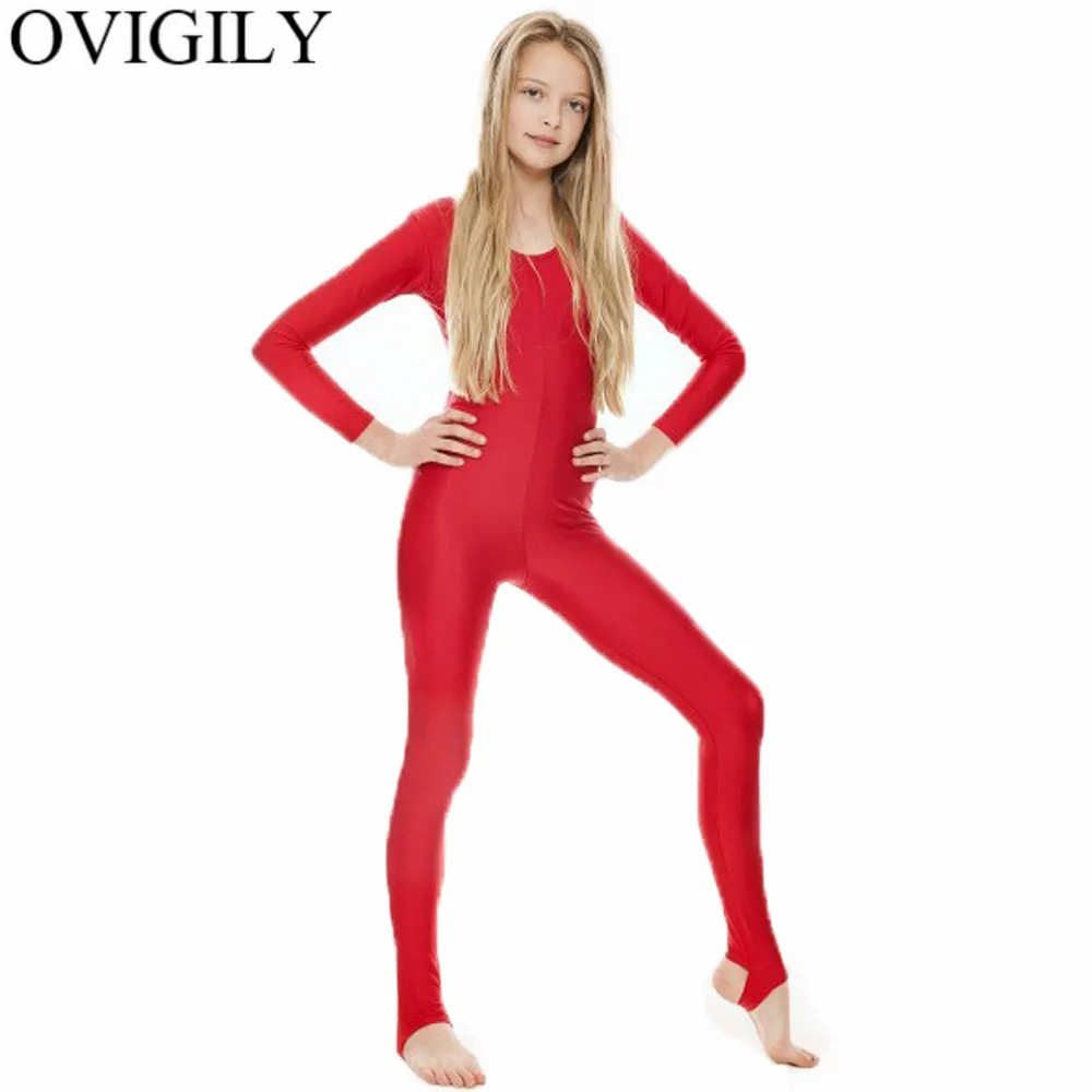 OVIGILY Stirrups Girls Long Sleeve Unitards For Gymnastics Childrens