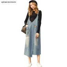 Casual Long Jeans Skirts Women Spring Summer Brief Literary Style V Neck Front Big Pocket Denim Overalls Midi Suspender Skirt Casual Long Jeans Skirts Women Spring Summer Brief Literary Style V Neck Front Big Pocket Denim Overalls Midi Suspender Skirt