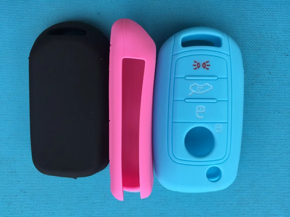 1Pc Silicone Car Key Case Cover For Fiat 500X Toro Tipo Egea 3 Buttons Remote Holder Flip Folding Protector For Dodge Neon Parts