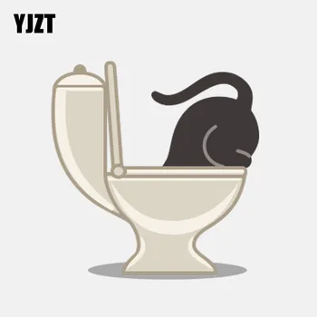 

YJZT 11.3CM*11.3CM Funny Cat In The Toilet Car Sticker PVC Decoration Decal 11-01108