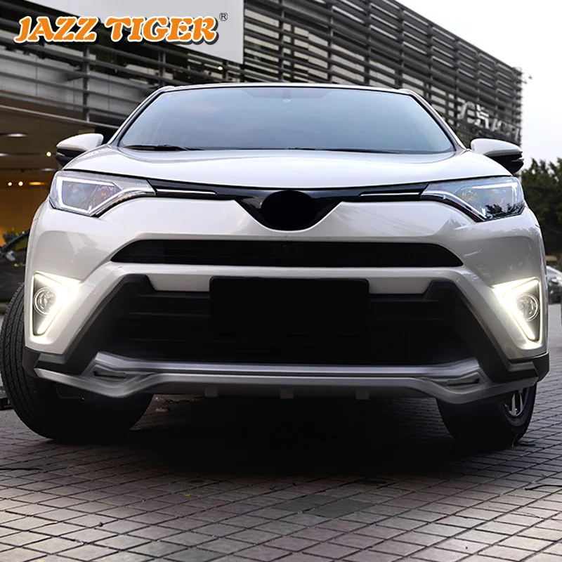 JAZZ TIGER, желтый указатель поворота, 12 В, Автомобильная DRL лампа, светодиодный светильник дневного света, Дневной светильник для Toyota RAV4 RAV 4