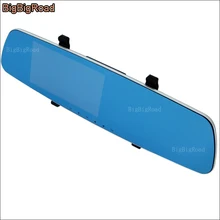 BigBigRoad Car dashcam for toyota sienta Blue Screen front mirror DVR + rear view camera video recorder parking monitor 5 inch